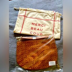 NWT-Clare V Moyen Messenger-Natural Woven Checker Bag